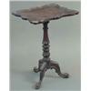 Image 1 : An early Victorian oak occasional table, with carved picture frame style top on fluted and lotus...
