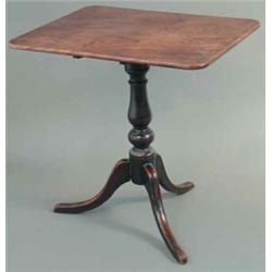 A George III mahogany rectangular top occasional table, on baluster stem and tripod, 2ft.4ins....
