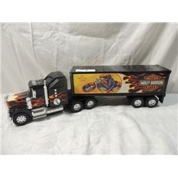 BUDDY L HARLEY DAVIDSON SEMI TRACTOR TRAILER PRESS