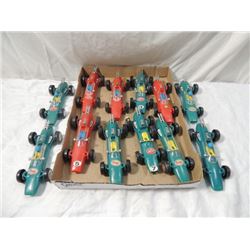 LOT 12 VINTAGE PLASTIC INDY RACE CAR TOYS