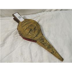 ANTIQUE VINTAGE BRASS SHIP MOTIF BELLOWS