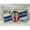 Image 1 : VINTAGE SELZ SHOES PRESSED TIN SIGN MAKE FEET GLAD