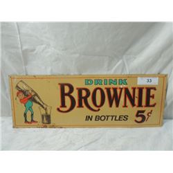 VINTAGE BROWNIE SODA PRESSED TIN SIGN