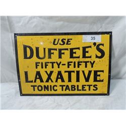 VINTAGE DUFFEE'S LAXATIVE PRESSED TIN SIGN