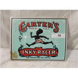 VINTAGE CARTER'S INKY RACER PRESSED TIN SIGN