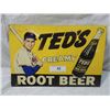 Image 1 : VINTAGE TED'S ROOT BEER PRESSED TIN SIGN