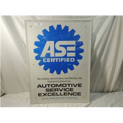 VINTAGE ASE CERTIFIED MECHANIC PRESSED TIN SIGN
