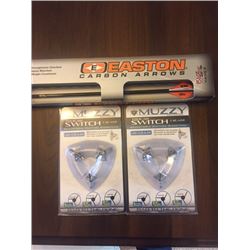 Easton Axis 340 Carbon Arrows and six Muzzy Trocar Switch Broadheads