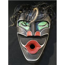 DZONOKWA MASK WITH 2 TONE HORSE HAIR BY R. JAGO, MASK MEASURES: 8" WIDE X 13" TALL