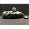 Image 2 : 2 SOAPSTONE CARVED FIGURES INCLUDING: A GRIZZLY BEAR BY ANDRE FRANCIS MEASURING: 9" LONG