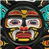 Image 2 : CARVED AND BOLDLY PAINTED CIRCULAR PANEL BY HAIDA ARTIST WAYNE WILSON TITLED 'WILD MAN WHEEL'