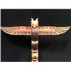 Image 2 : OLDER THREE FIGURE TOTEM POLE FEATURING: THUNDERBIRD, BEAR AND WOLF.  ARTIST UNKNOWN.