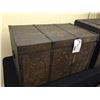 Image 2 : LARGE ANTIQUE WOODEN TRUNK, 32'' W X 18.5'' H X 19'' D