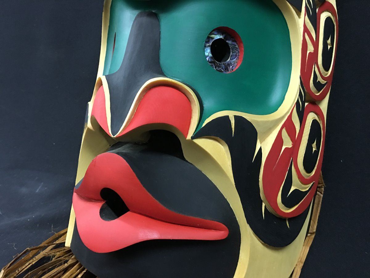 WITWOOK, WOLF CHIEF MASK CARVED BY JIMMY (MICKEY) ZAHIR, HESQUIAHT NATION.