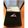 Image 2 : 1.50 EMERALD CUT AMETHYST & DIAMOND RING, 2 SIDE DIAMONDS STERLING SILVER INCL. $4350 CERTIFICATE