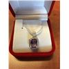 Image 2 : 3.02CT EMERALD CUT AMETHYST & DIAMOND SET. STERLING SILVER WITH PLATINUM OVERLAY INCL.