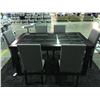 Image 2 : CONTEMPORARY 7 PIECE DINNET SET WITH GLASS PANEL TOP TABLE &  6 GREY UPHOLSTERED  CHAIRS