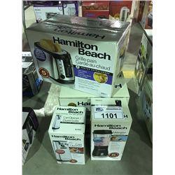 GROUP OF 5 HAMILTON BEACH SMALL APPLIANCES -COFFEE MAKER, TOASTER, RICE COOKER, CAN OPENER & SINGLE