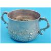 Image 1 : An Edwardian Britannia standard silver porringer with acanthus leaf decoration and scroll handles...