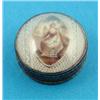 Image 1 : A George III silver patch box, of circular form, the lid inset with a miniature of a lady beneath...