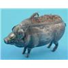 Image 1 : An Edwardian silver 'pig' pin-cushion, Birmingham 1905, 3.5ins....