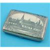 Image 1 : A Russian 84 zolotnik and niello cigarette case, decorated with a view of St. Petersburg?, 4ins....