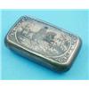 Image 1 : A Russian white metal and niello tobacco box, decorated with a hunter on horseback, 4ins....