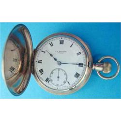 A 9ct gold J.W. Benson keyless hunter, with Roman dial and subsidiary seconds....