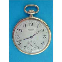 An 18ct gold Breguet keyless dress watch with silvered arabic dial and subsidiary seconds, number...