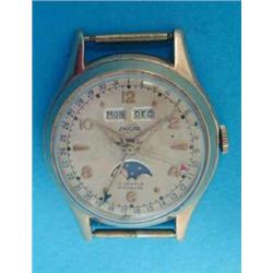 A gentleman's gold plated Enicar wrist watch with calendar and moonphase dial....