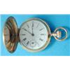 Image 1 : An 18k gold keyless hunter fob watch with Roman dial....