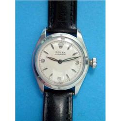 A gentleman's steel Rolex Oyster Royal wrist watch, with leather strap....