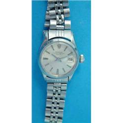 A lady's steel Rolex Oyster Perpetual Date wrist watch, with matching bracelet....