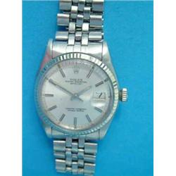 A gentleman's steel Rolex Oyster Perpetual Datejust wrist watch, with 18ct. white gold bezel and...