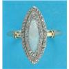 Image 1 : A gold opal and diamond set marquise cluster ring...