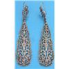 Image 1 : A pair of openwork pendant earrings set marcasites, 3.5ins...