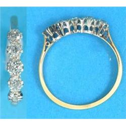 An 18ct gold 5-stone diamond half hoop ring...