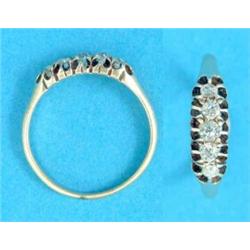 A Victorian gold 5-stone diamond half hoop ring,...