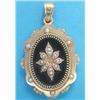 Image 1 : A 19th century French gold pendant locket, the front applied with a seed pearl flowerhead within...