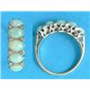 Image 1 : An 18ct gold half hoop ring, set 5 oval opals and seed pearls...
