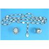 Image 1 : A graduated moonstone necklace spectacle set in white metal with attached matching 3 stone drop,...