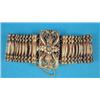 Image 1 : A 19th century bloomed gold flexible bracelet, of fancy linking, the rectangular repousse work cl...