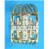 Image 1 : An 18ct gold ring, the square bezel decorated with a diamond set Greek cross, open reeded shoulde...
