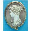 Image 1 : An early Victorian shell cameo brooch, carved with a classical profile study of a lady with a rib...