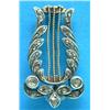 Image 1 : A 19th century gold lyre shape brooch, set rose cut diamonds...