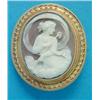 Image 1 : A Victorian shell cameo brooch, carved with a classical study of a nymph, in a gold frame with wi...