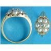 Image 1 : A Victorian gold cluster ring, set with an old brilliant cut diamond and 6 split pearls, carved s...