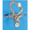 Image 1 : A gold Art Nouveau ring, set diamonds and a single pearl...