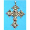Image 1 : A late 19th century Continental silver gilt and enamel cross pendant, with piercework decoration...