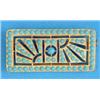 Image 1 : A gilt metal Art Deco design rectangular brooch, with geometric piercework set turquoise pastes...
